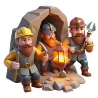 elegant artistic A Group of Dwarves Mining for Gems in a Ca high resolution png