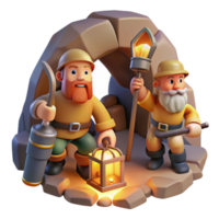 vibrant creative A Group of Dwarves Mining for Gems in a Ca professional png
