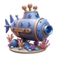 extraordinary minimalist A Steampunk Submarine Navigating Through premium png