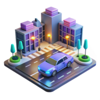 dramatic minimalist A Self Driving Car Navigating a Busy Inte professional png