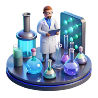 magnificent minimalist A Lone Scientist Working in a Cluttered professional png