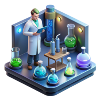 stunning minimalist A Lone Scientist Working in a Cluttered original png