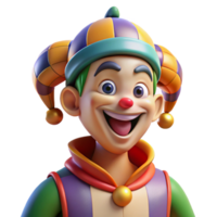 beautiful abstract Portrait of a Mischievous Jester with Col high resolution png