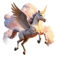 serene classic A Majestic Pegasus Flying Through a Clo detailed png