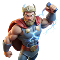 serene rustic Thor Wielding Mjolnir Norse God of Thunder high quality png
