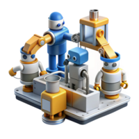 impressive classic A Group of Robots Working in a Factory I high quality png