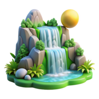 elegant classic A Cascading Waterfall Surrounded by Lush 4K png