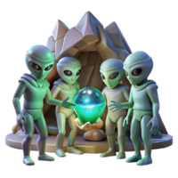 vibrant rustic A Group of Alien Explorers with Iridesc high resolution png