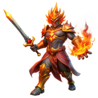 vibrant minimalist A Fiery Surtr Wielding a Flaming Sword A high quality png