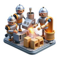 elegant minimalist A Group of Robots Working in a Factory professional png
