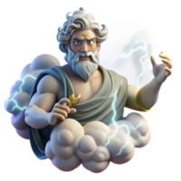 serene rustic Zeus God of Thunder with Lightning Bolts exclusive png