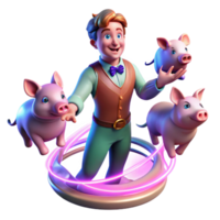 serene minimalist A Cunning Circe Transforming Men Into Pig detailed png