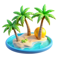 wonderful artistic A Tropical Beach with Palm Trees and Tur original png