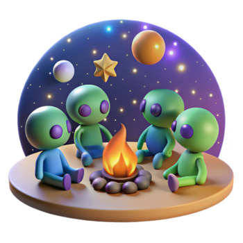 Maravilhoso clássico uma grupo do alienígenas colhido por aí uma cam Alto resolução png