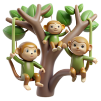 magnificent traditional A Group of Monkeys Swinging Through The high quality png