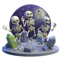 vibrant artistic A Group of Skeletons Dancing in a Gravey detailed png