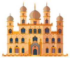 An Illustration Depicting a Grand Complex with Architectural Details and Domes png