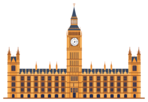 A depiction of a large architectural clock tower building png