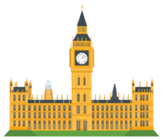 A large yellow building with a large clock tower on it png