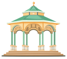A Colorful Cartoon Illustration of a Gazebo Structure in a Park png