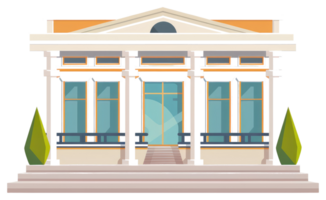 A Simple Classical Architectural Building Facade with Windows and Columns png