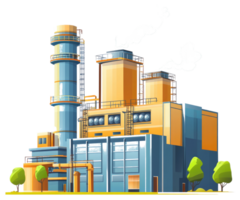 An illustration showing an industrial factory with its structures and smokestacks png