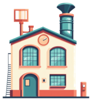 A cartoon house with a clock on the roof png