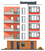 A modern apartment building with multiple stories and windows png