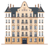 An elegant multistory building with many windows and balconies displayed png