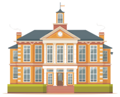 A Colorful Two Story Building With Windows And A Clock png