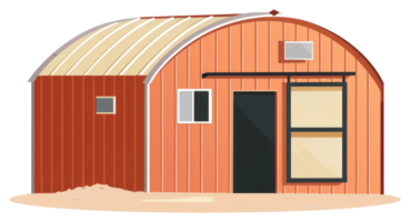 A stylized cartoon illustration of a small rustic building png
