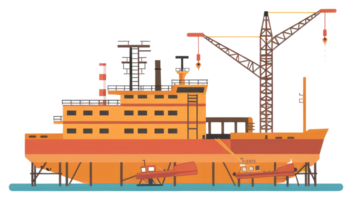 A large ship is being repaired in a drydock setting png