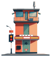 Cartoon illustration of a two story building with traffic signal png