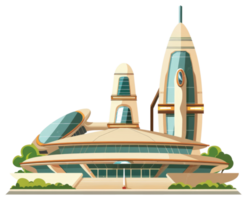 A futuristic architectural building with sleek design and modern features png