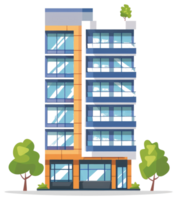 A modern tall building with multiple floors and windows png