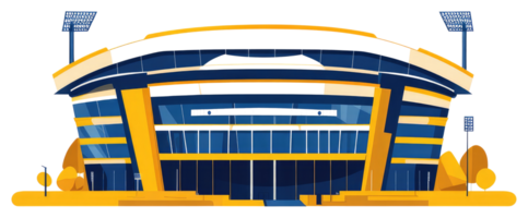 A modern stadium with floodlights and a sleek design png