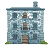 A cartoon illustration of a tall stone building with multiple stories png