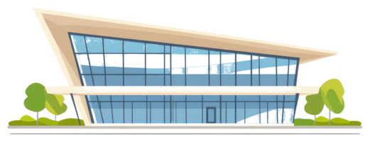 Modern Building Architecture With Glass Windows And Green Trees png