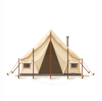 A beige colored camping tent on a pristine white background png
