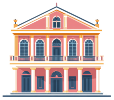 A stylized illustration showing a classical building facade design png