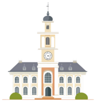An architectural illustration depicting a stately building with clock tower png