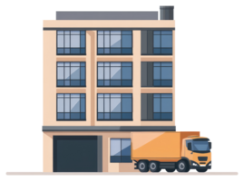 A truck is parked in front of a building png