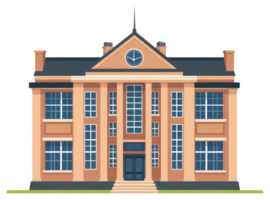 A sticker of a building with a clock on it png