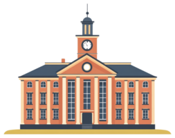 A sticker of a building with a clock tower png