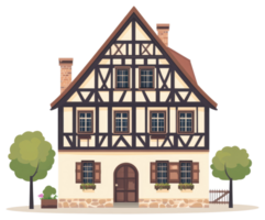 A cartoon house with a tree and a tree png