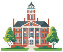A red brick building with a clock tower png