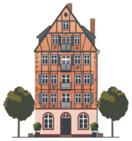 A sticker of a house with trees and a tree png