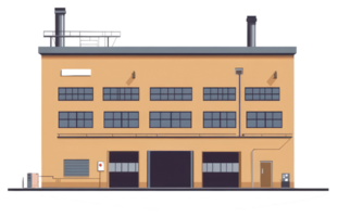 A sticker of a factory building with a large window png