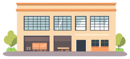 A cartoon building with a tree and a tree png