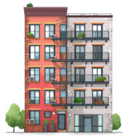 An illustration of a building with balconies png